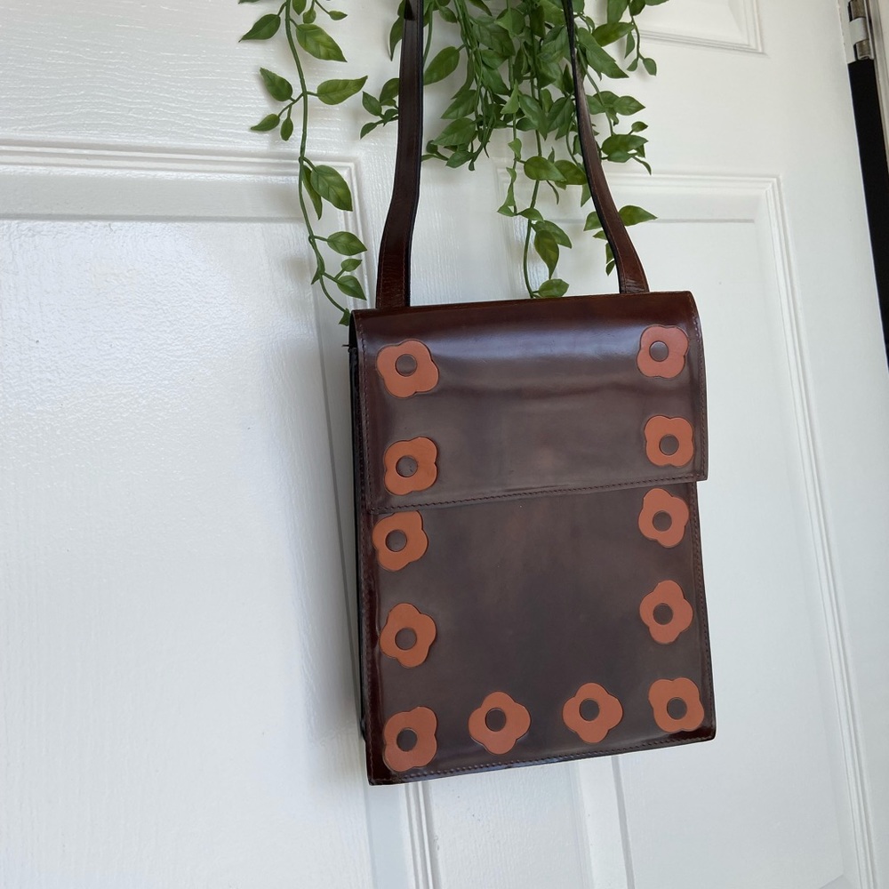 Vintage, leather, made in France by the UNION flower crossbody